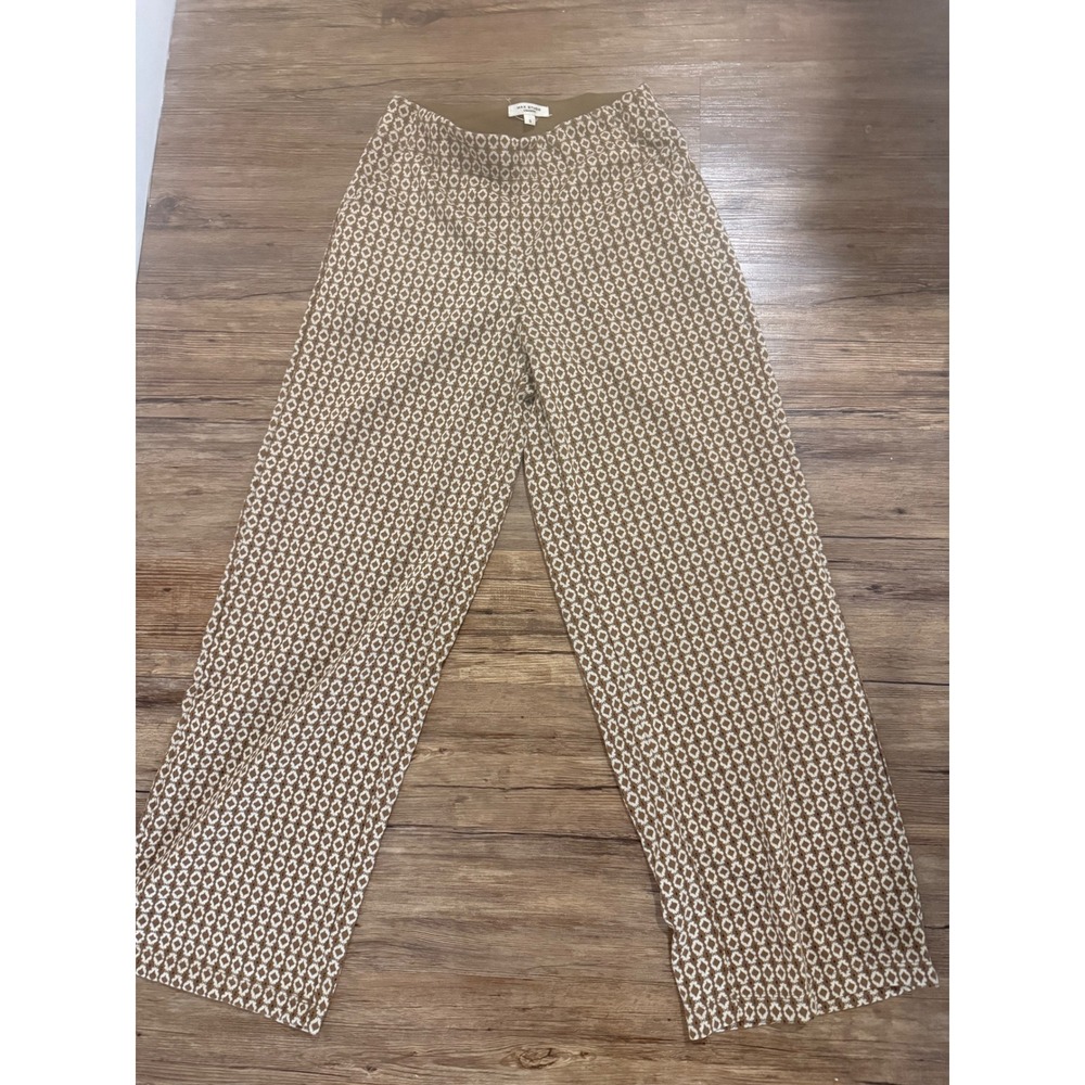 Max Studio Womens Small Wide Leg Pants Brown Cream Geometric Print Boho